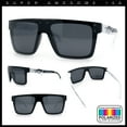 thumbnail image 2 of Polarized Mens Shield Oversized Rimless Skeleton Arm Print Horn Rim Sunglasses White - Black, 2 of 8
