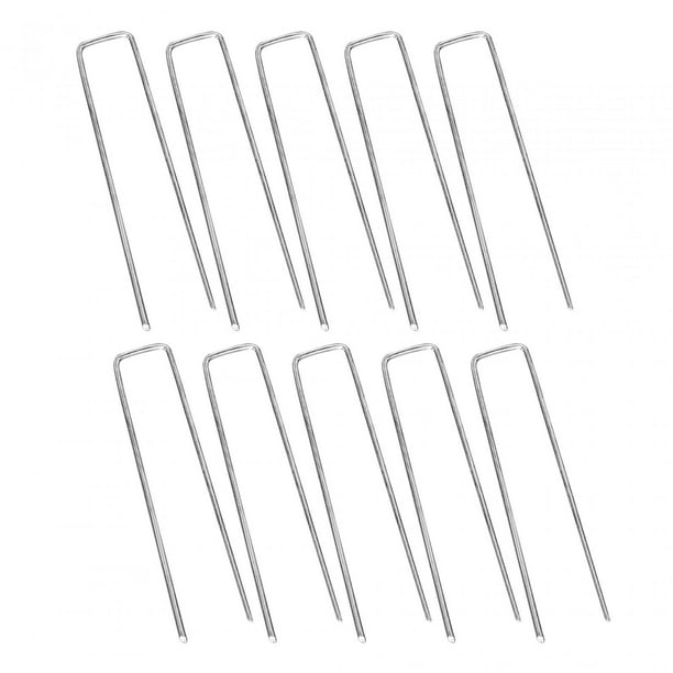 jinwen 10 Pieces Garden Stakes U Shaped Durable Tent Stakes for Camping