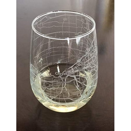 

Stemless 17oz Wine Glass Urban City Map Cleveland Ohio