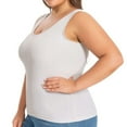 thumbnail image 3 of fatyb Plus Size Womens Built-In Bra Tank Tops U Neck Sleeveless Shirts Comfy Casual Padded Top for Women, 3 of 4