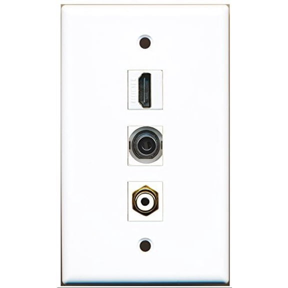 RiteAV - 1 Port HDMI and 1 Port RCA White and 1 Port 3.5mm Wall Plate