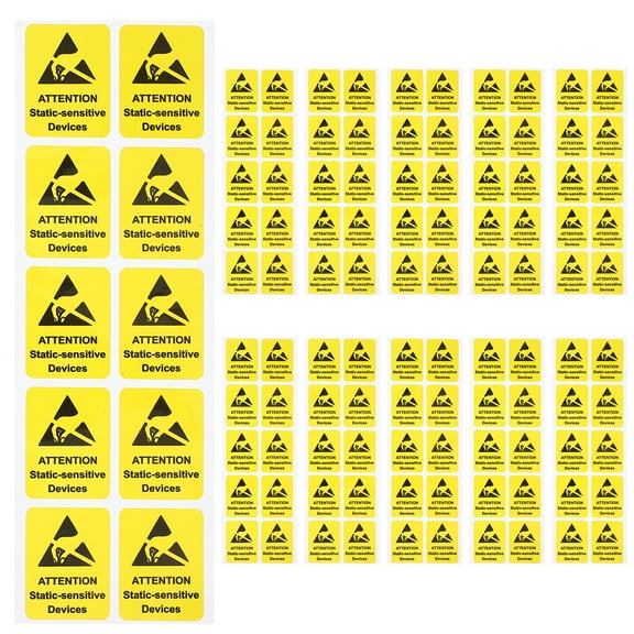 IBASETOY 80Pack Yellow Caution Signs Stickers for Safety Reminder and Daily Use