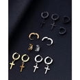 thumbnail image 6 of K-KED 7-21Pair Punk Earring Set 7 style Stainless Steel Cross Hinged Hoop Ear Piercing-Silver+Black+Gold, 6 of 8
