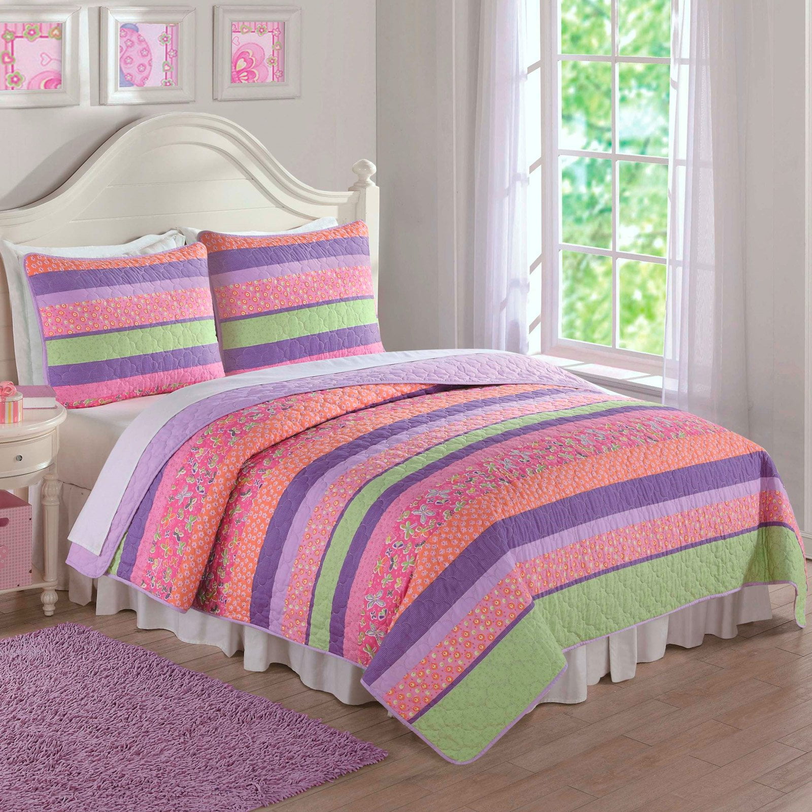 Annas Pastel Stripe Bedding Quilt Set