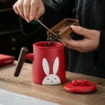thumbnail image 6 of Ceramic Coffee Mugs with Lid, Vintage Red Coffee Cups with Handles Cute Aesthetic Easter Mug Solid Restaurant Porcelain Tea Mug - Gifts for Women Mom, 6 of 6