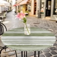 thumbnail image 4 of Sage Green Stripes Fitted Tablecloth with Elastic Edged, Round Table Cloth for Dining Table, Watercolor Gradient Abstract Striped Waterproof Oil Proof Table Cover for Indoor Outdoor 36"-44", 4 of 8