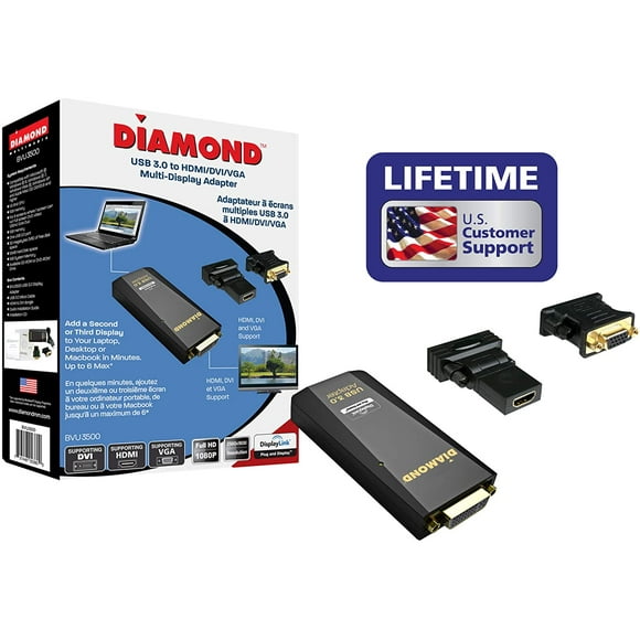 DIAMOND Adaptateur DMMBVU3500, USB 3.0/2.0 vers DVI/HDMI/VGA