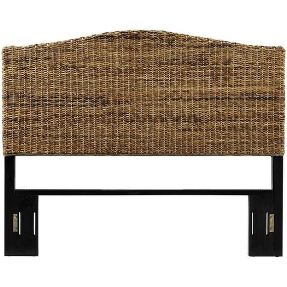 Pemberly Row Coastal Wood Queen Panel Headboard in Brown/Black