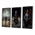 thumbnail image 3 of Designart "Money Skyline Man Looking at Floating Cash" Man Framed Wall Art Set Of 3 - Black Glam Frame Canvas Set For Living Room Decor, 3 of 6