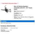 thumbnail image 2 of Rear Left Window Regulator - Compatible with 2012 - 2017 Toyota Camry 2013 2014 2015 2016, 2 of 2