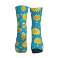 thumbnail image 3 of Crew Socks for Women Men, Bee sunflower  Moisture Running Athletic Football Striped Socks Cushion Tube Socks, 3 of 7
