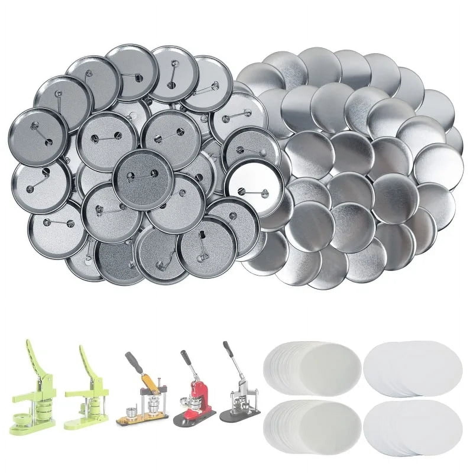 Blank Button Making Supplies 100PCS 25mm Round Badge Parts Plastic/Frosted Pin Badge Kit ,Beginner-Friendly
