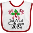 thumbnail image 3 of Inktastic 2024 Babys First Christmas Candy Cane Boys or Girls Baby Bib, 3 of 4