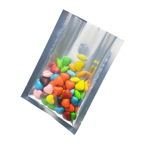 PABCK Paquete de 100 4.7 x 6.7 pulgadas (tamaño interior 4.3 x 6.3 pulgadas) Bolsa frontal transparente de Mylar con sellado térmico, papel de aluminio para almacenamiento de alimentos a granel, embal