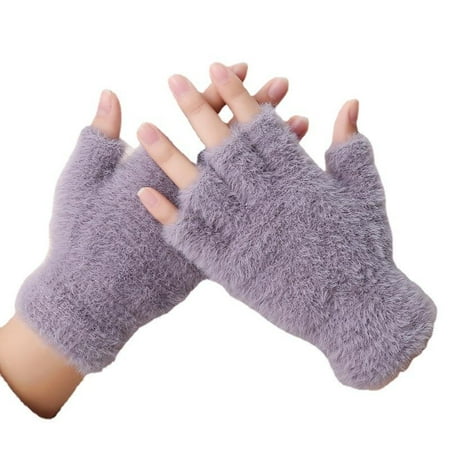 

Women Men Half Finger Mink Gloves Touch Screen Woolen Warm Mittens Arm Warmers Knitted Gloves