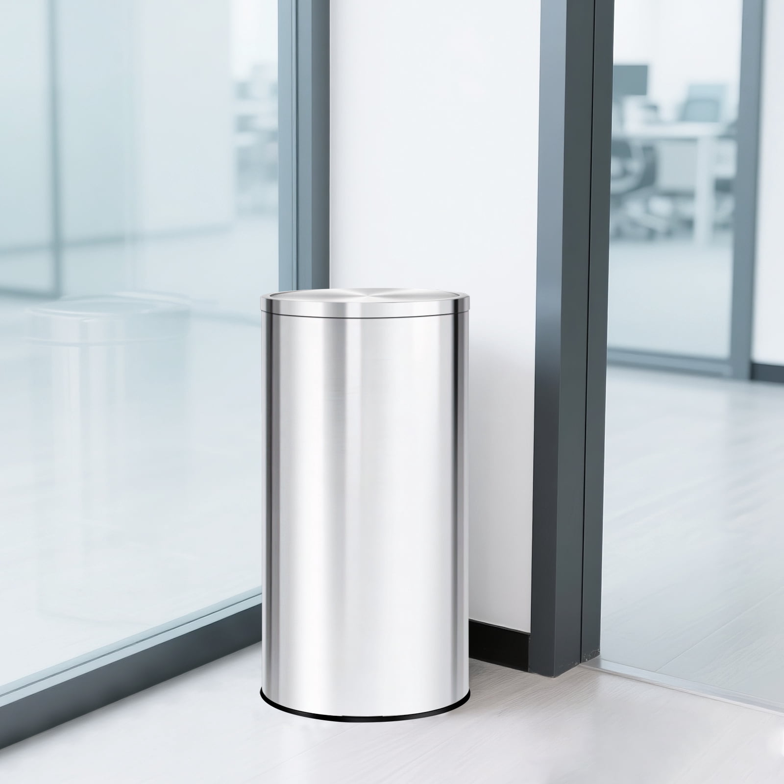 18.5 Gallon Swing Top Trash Can, Stainless Steel Kitchen & Commercial Garbage Bin for Kitchen, Bathroom, Home Office