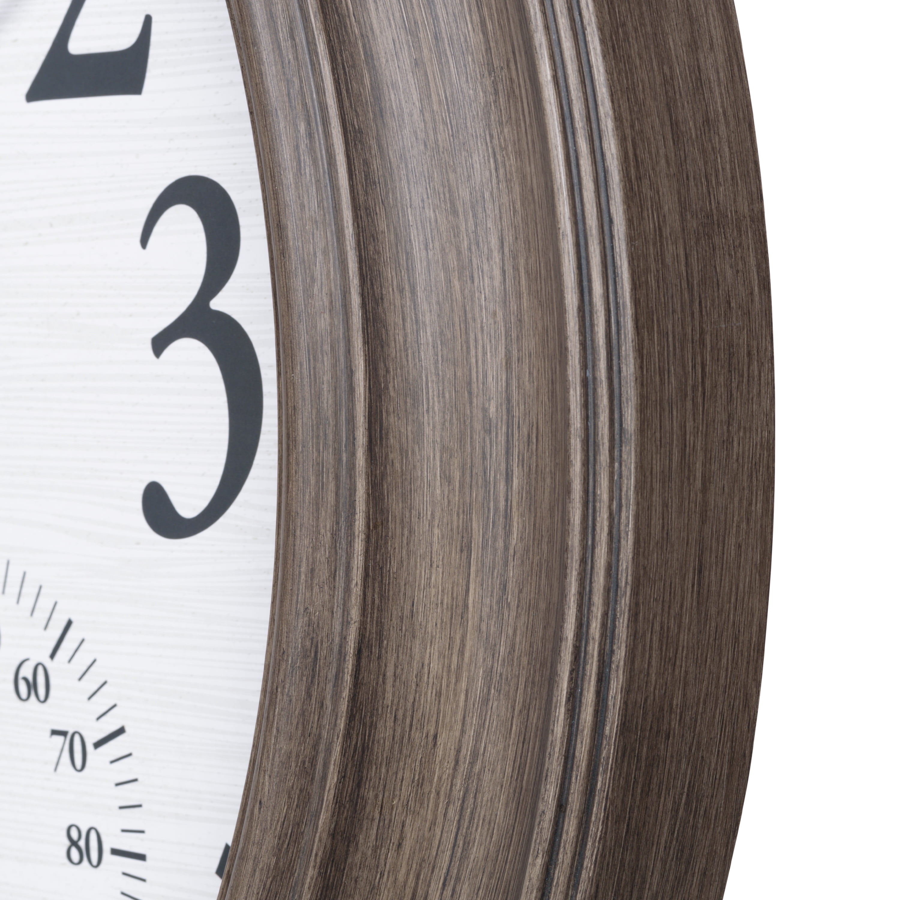 La Crosse 26.2" Outdoor Gray Oak Analog Quartz Wall Clock with Temp & Humidity, 433-3267TH