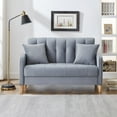 thumbnail image 3 of Loveseat Sofa,52" Velvet Small Sofa Couch Upholstered Love Seat Sofa with Tufted Seat for Living Room,Small Space,Light Blue, 3 of 7