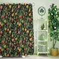 thumbnail image 2 of Shower Curtain, Summer Yellow Brown Fruit Waterproof Shower Curtain Set with Hooks for Bathroom Showers,Stalls and Bathtubs,36x72In Green Leaf Botanical on Black, 2 of 9