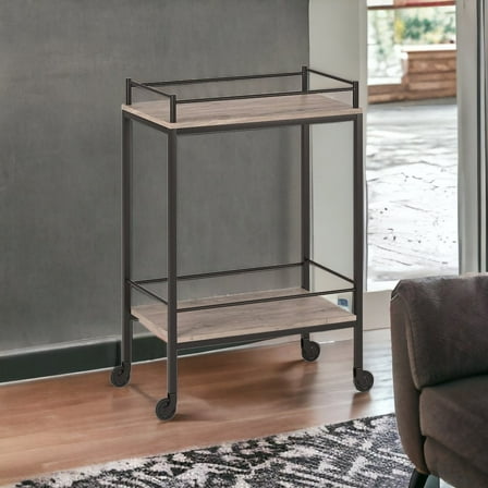 HomeRoots Gray Steel Rolling Bar Cart