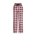 thumbnail image 7 of DENGDENG Christmas Pajama Bottoms Plaid Microfleece Elastic Waist Pj Pants Sleep Loungewear Soft Pants Wide Leg Drawstring Cotton Cute Pajamas Pink XXL, 7 of 7