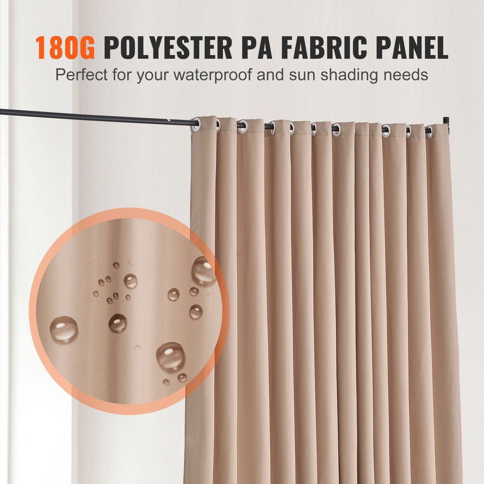 96"x120" Portable Room Divider with Wheels, Brown Privacy Screen with Curtain Stand for Office, Bedroom, Dining Room