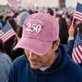 thumbnail image 2 of 250th Anniversary USA Hat Unisex States Of America 1776-2026 Distressed Washed Baseball Cap Patriotic Print Adjustable Dad Hat Multi Color Options Baseball Cap Casual 2026 Hats, 2 of 5