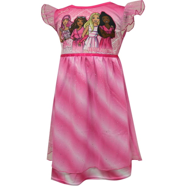 Barbie Pink Sparkle Better Together Dress Up Toddler Nightgown