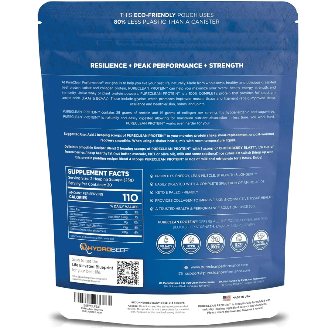 Bone Broth Protein Powder With Collagen & Amino Acids, Unflavored, PureClean Performance