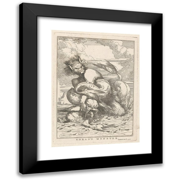 John Hamilton Mortimer 11x14 Black Modern Framed Museum Art Print Titled - Enraged Monster (1778)