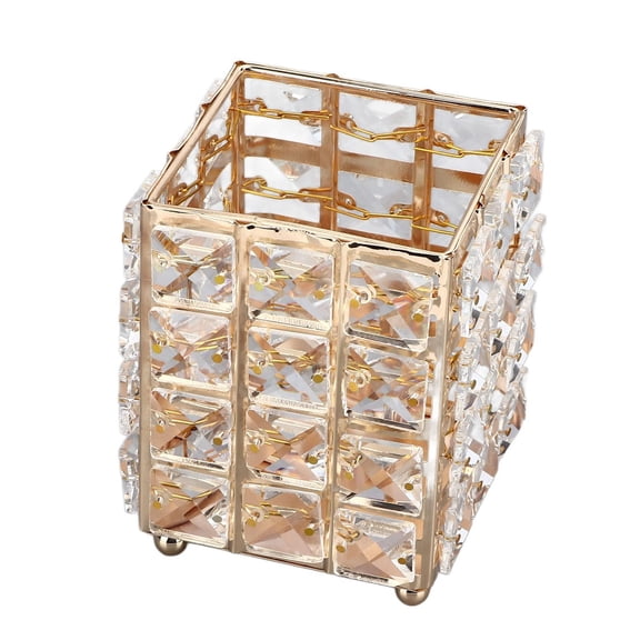 Yajisi European Style Crystal Jewelry Box, Square Gold Jewelry Organizer for Rings, Earrings & Trinkets, Decorative Storage Box for Home Vanity & Gift Giving, 3.1x3.1x4.5 in