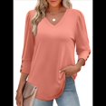 thumbnail image 3 of Blusas de 3/4 con Botones y Cuello en V para Mujer, Ropa Informal de Verano para Vacaciones de Playa, Ropa de Otoño 2025 Coral M, 3 of 10