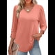 thumbnail image 3 of Blusas de 3/4 con Botones y Cuello en V para Mujer, Ropa Informal de Verano para Vacaciones de Playa, Ropa de Otoño 2025 Coral XL, 3 of 10