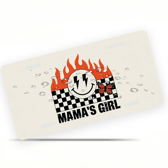 License Plate, Mama's Girl Graphic Decorative Front,Personalized Stainless Steel License Plate Cover For Men Women,12.2" X 6.2"