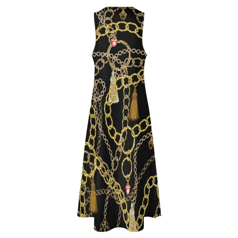 Gold Chains Dress Jewelry Print Elegant Maxi Dress V Neck Pattern Bohemia Long Dresses Street Fashion Oversized Vestido - Walmart.com Gold Chains Dress Jewelry Print Elegant Maxi Dress V Neck Pattern Bohemia Long Dresses Street Fashion Oversized Vestido - Walmart.com