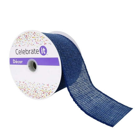 UPC: 0191518420517 | 2.5 Faux Linen Wired Ribbon by Celebrate It™ Décor