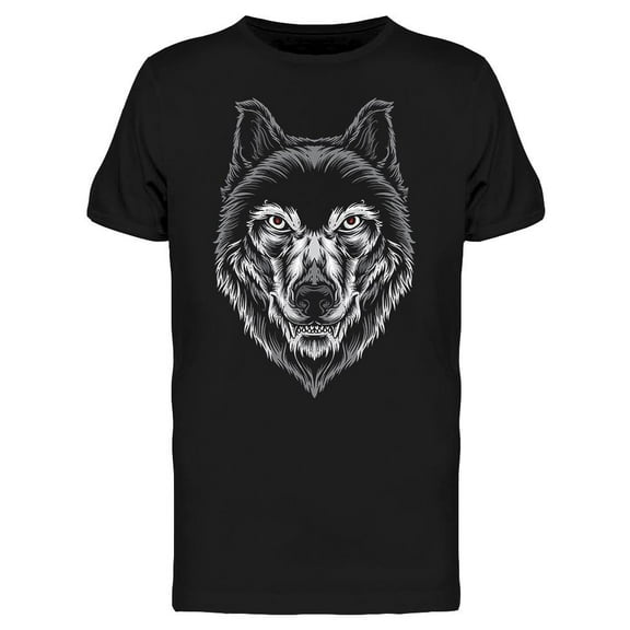 Furry Wolf Head T-Shirt Men -Image by Shutterstock, Male Large