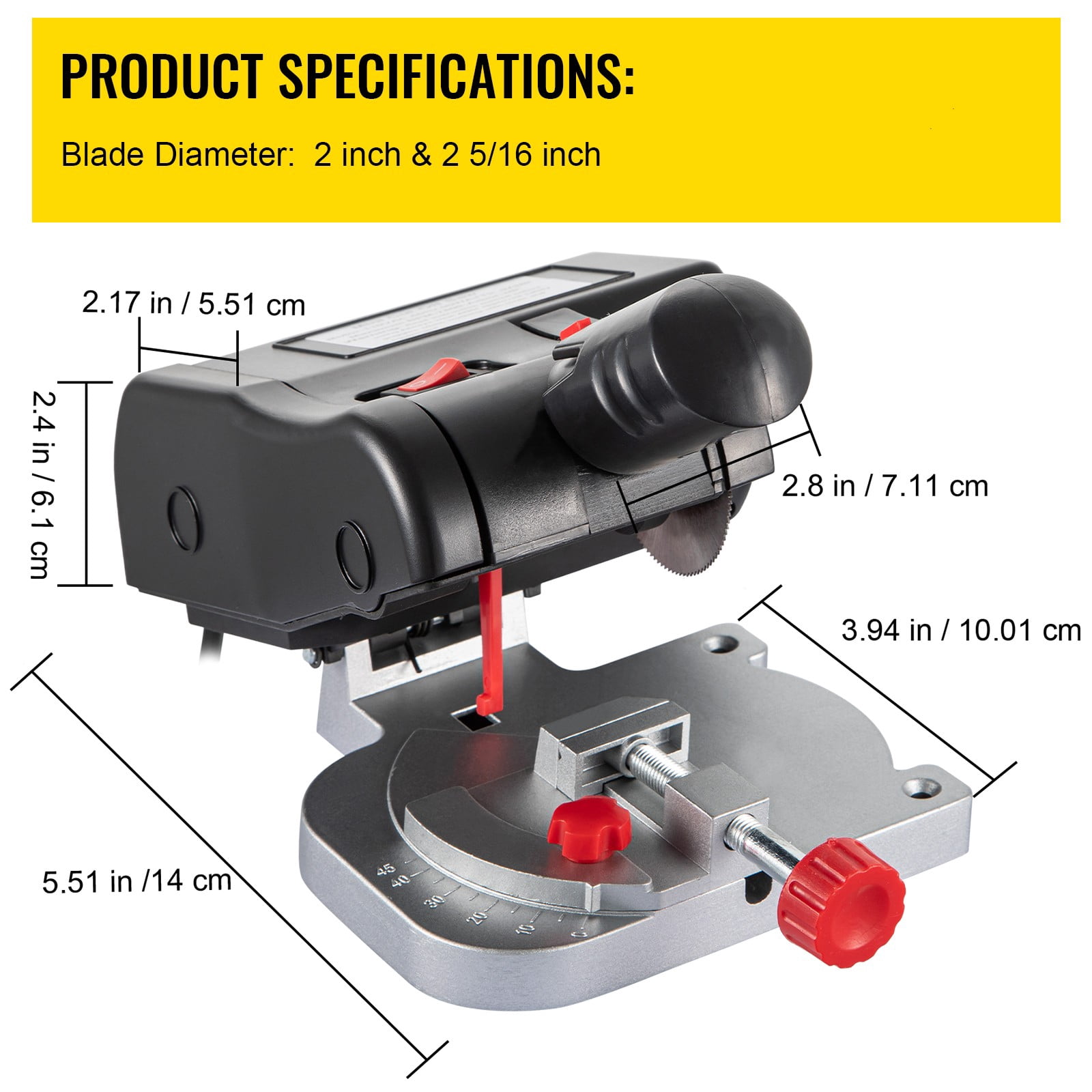 BENTISM Mini Miter Cut-offChop Saw Mini Miter Saw Benchtop w/ 2-5/16" Blades