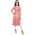thumbnail image 6 of Bimba Womens Peach Moss Georgette Kurti With Tassel Summer Wear Tunic Blouse-18, 6 of 6