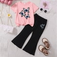 thumbnail image 2 of HCNTES Children Girls Casual Clothing Set Short Sleeve Tee Soft Stretch Pants Elastic Dailywear Spring Summer School for Girls 3T 4T 5T 6T(F02-F,5-6 Years), 2 of 4