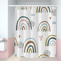 Rainbow Shower Curtain, Lovely Kids Rainbows Pattern Colorful Cute Cloud Sun Stars Cartoon Bath Curtains Waterproof Fabric with Hooks for Home Decor, 72Wx84H