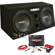 XXX BASS PKG.DUAL 10" W/AMP + AMP KIT. BLACK WOOFERS