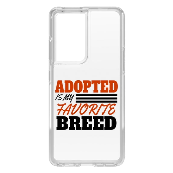 DistinctInk Clear Shockproof Hybrid Case for Galaxy S21 ULTRA 5G (6.8" Screen) - TPU Bumper Acrylic Back Tempered Glass Screen Protector - Adopted is My Favorite Breed