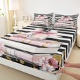 thumbnail image 3 of Manfei Elegance Dress Bed Sheets for Girls, Modern Pink Fashion King Sheets, Romantic Eiffel Tower Sheet Set, Ultra Soft Home Decor, 4pcs, 3 of 7