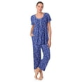 thumbnail image 7 of Aria Women’s Knit Flutter Sleeve Scoop Neck Henley Top and Cropped Pant Sleepwear Pajama Set, Sizes up to 5X, 7 of 7