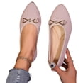 thumbnail image 3 of Gpaecead Women's Metal Bow Knit Flats Pointed Toe Breathable Slip On Ballet Shoes With Cushioned Insole For Office And Casual Pink, 3 of 7