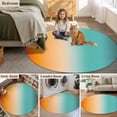 thumbnail image 5 of Orange Teal Ombre Round Area Rug 3.3Ft Washable Circle Rugs for Dining Room Table, Abstract Gradient Minimalist Modern Non-Slip Carpet Floor Mats Indoor Outdoor Carpet Runner Aesthetic Home Decor, 5 of 8