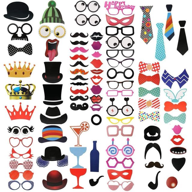 Kissral 89 Pcs Photo Booth Props, Assorted Design Funny Party Photo Props Selfie Props Decoration Accessories