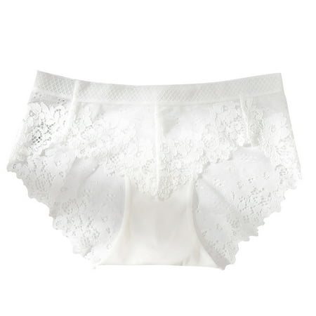 

Follure Ladies casual underwear bra Women Underpants knickers Low-Waist Elastic Underwear Pants White One size