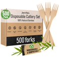 thumbnail image 1 of Juego de 500 tenedores de bambú Jenvita 100 % compostables y ecológicos, 1 of 9